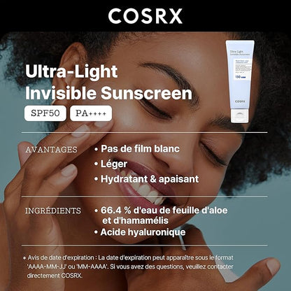COSRX Ultra-light Invisible Crème Solaire Hydratante Ultra Légère