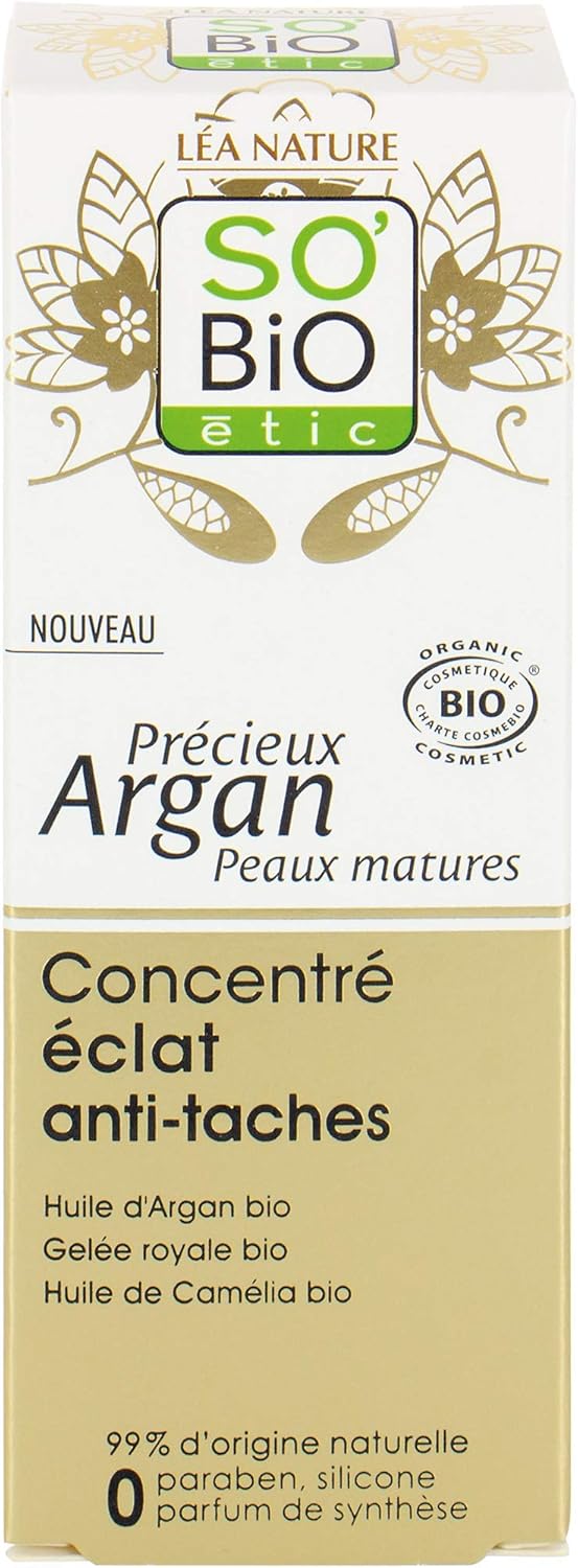 SO'BIO ÉTIC Concentré Eclat Anti-taches Précieux Argan Peaux Matures