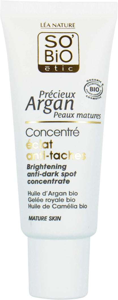 SO'BIO ÉTIC Concentré Eclat Anti-taches Précieux Argan Peaux Matures