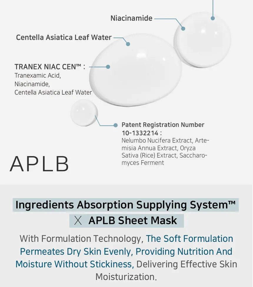 APLB - Tranexamic Acid Niacinamide Sheet Mask Set - 10 Pcs