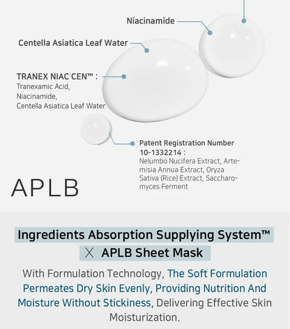 APLB - Tranexamic Acid Niacinamide Sheet Mask Set - 10 Pcs