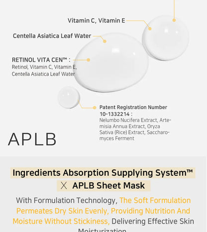 APLB - Retinol Vitamin C Vitamin E Sheet Mask Set - 10 Pcs