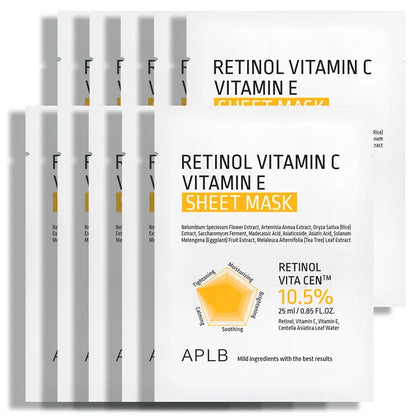 APLB - Retinol Vitamin C Vitamin E Sheet Mask Set - 10 Pcs